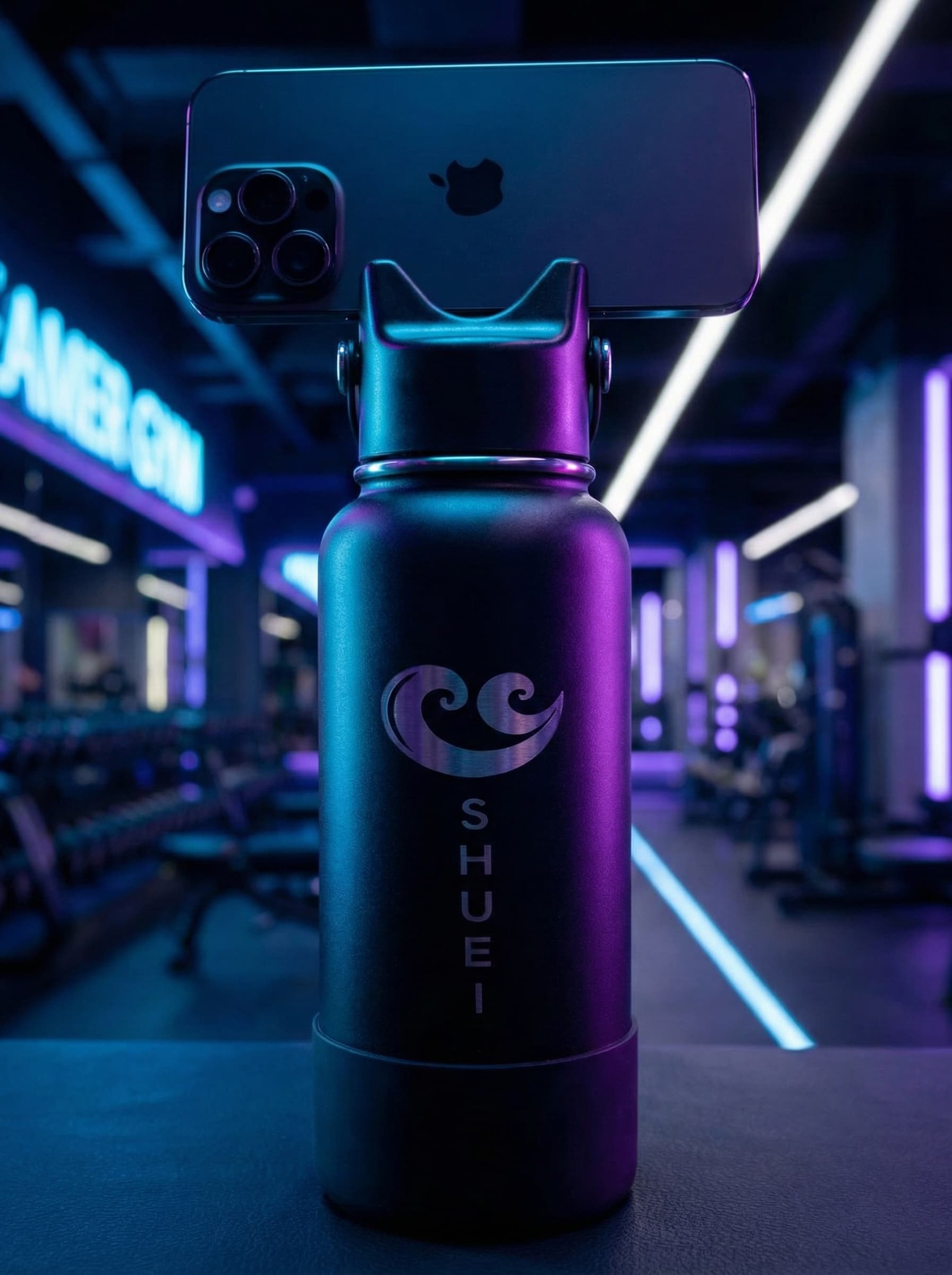 Shuei Bottle com iPhone acoplado via MagSafe
